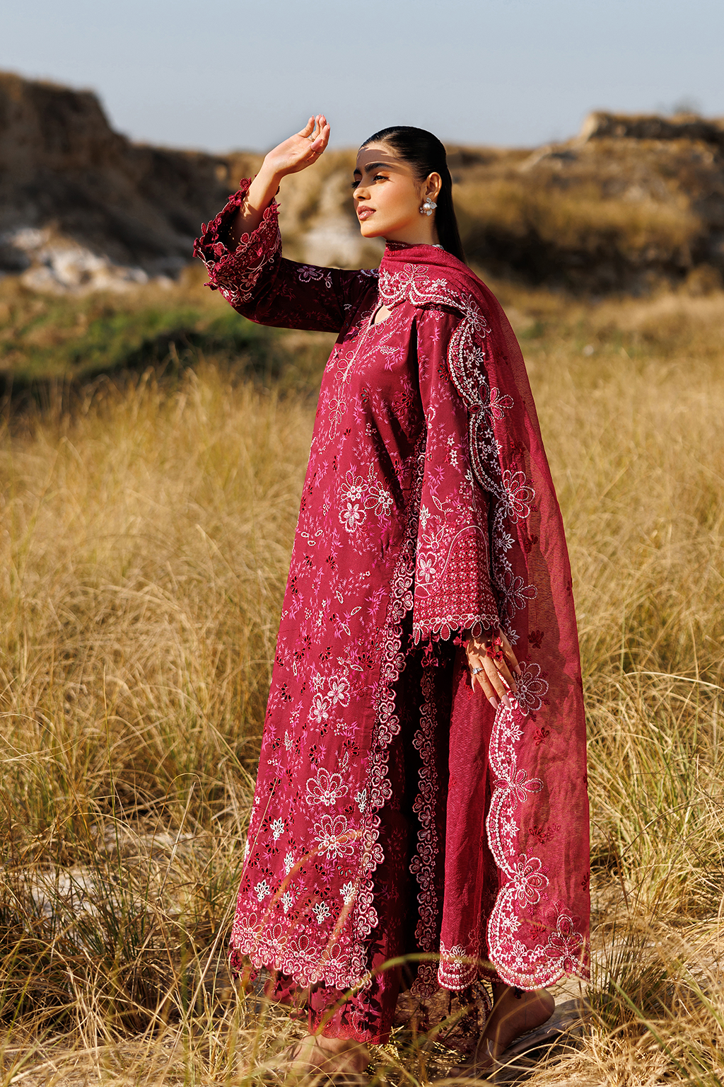 Best Radiant Rose Printed Embroidered Lawn Suit 