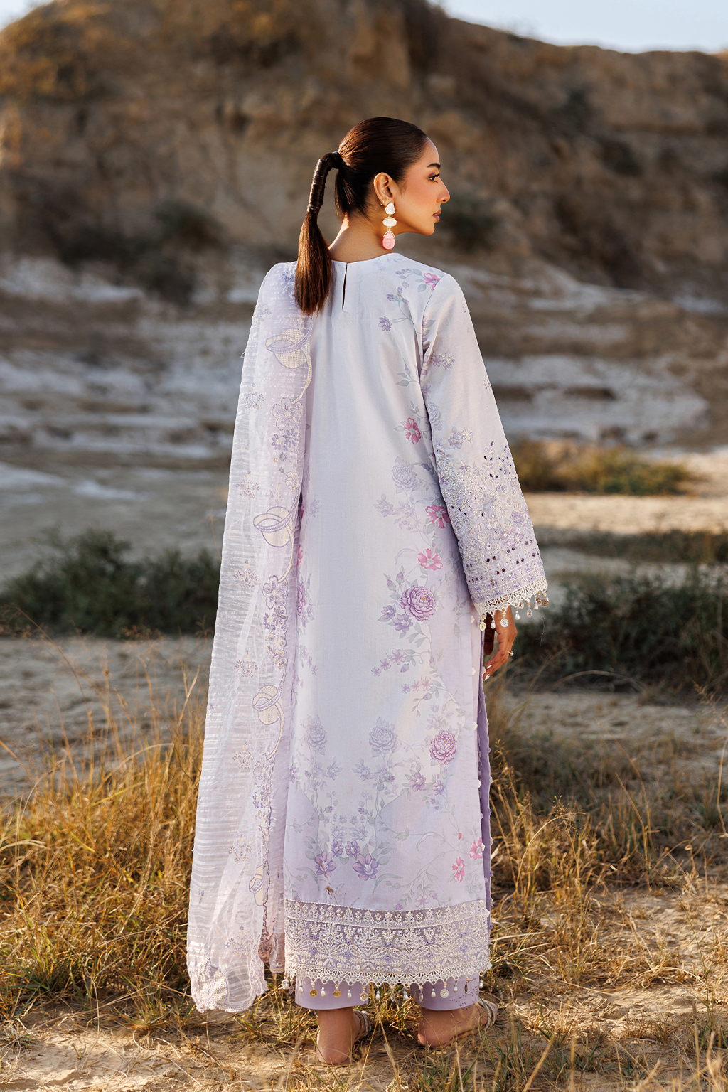 Sunlit Sway Printed Embroidered Lawn Dress