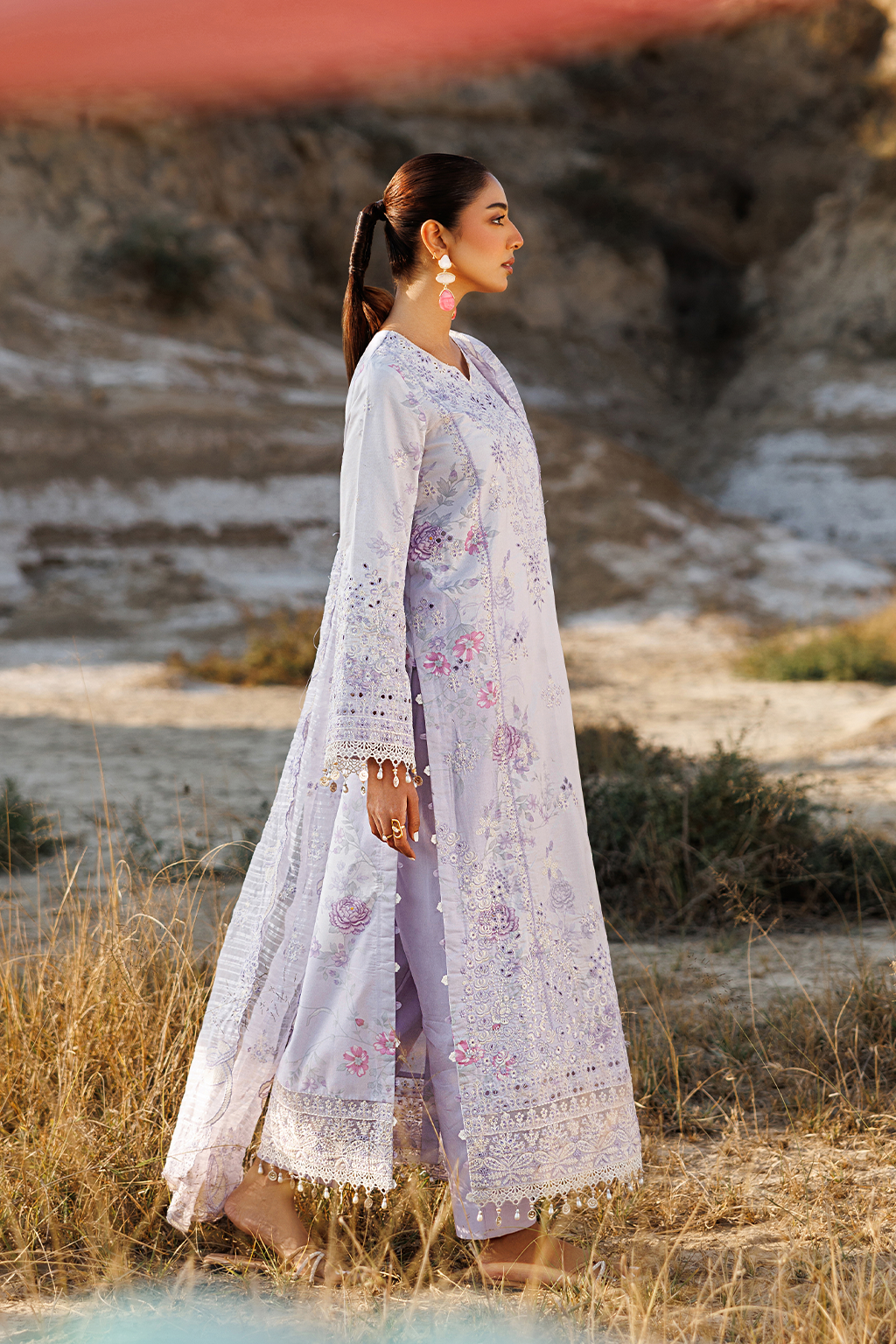 Sunlit Sway Printed Embroidered Lawn Dress