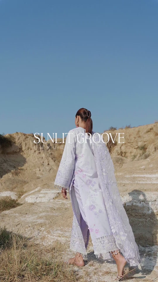 Sunlit Sway Printed Embroidered Lawn Dress